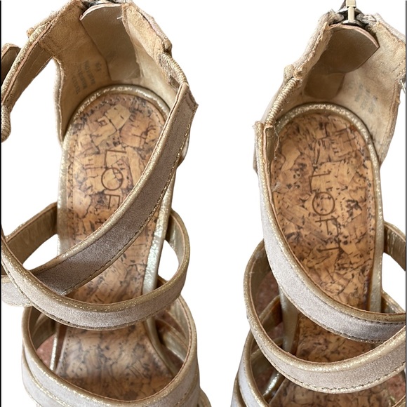 Ann Taylor Loft Women's peep toe glitter crossing strap dance sandals, Gold, 5.5 - Picture 5 of 11